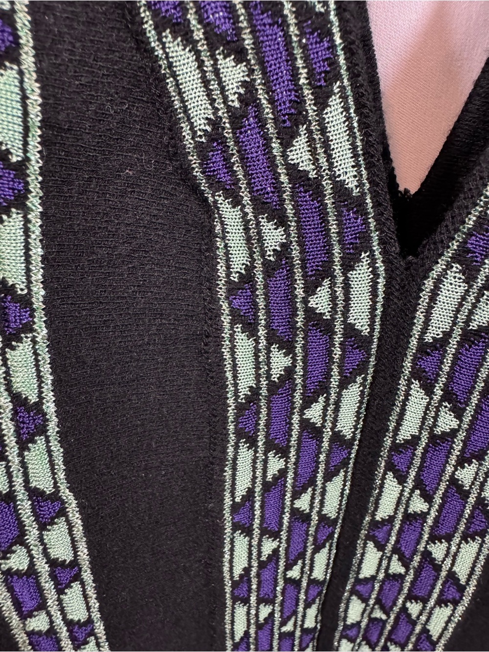 Missoni Black Mini Dress with Green and Purple Trim 42 - Picture 5 of 14